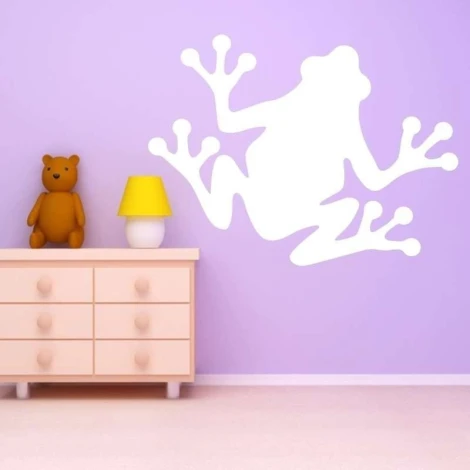 Dry-erase board 035 frog - Decorated in a children\'s room with purple walls and light-colored furniture.