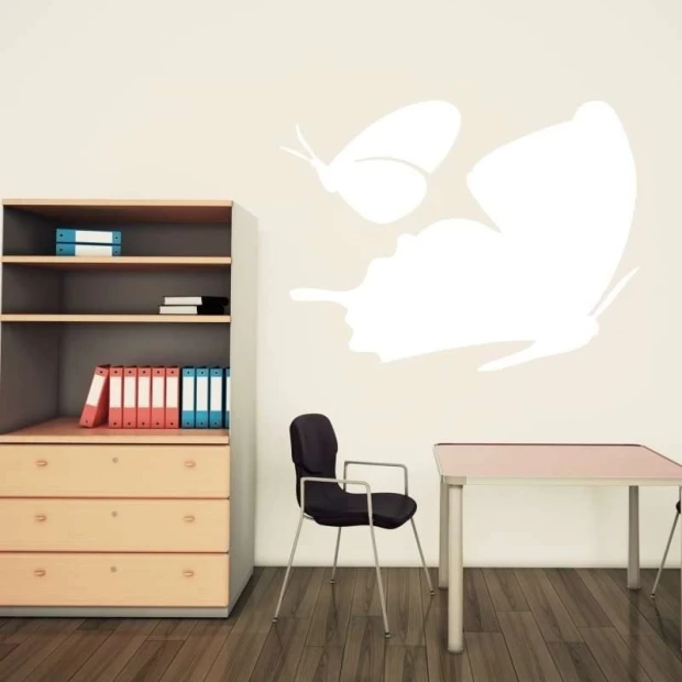 Dry-erase board 032 butterflies - Office setup with light-colored walls and wooden furniture accents.