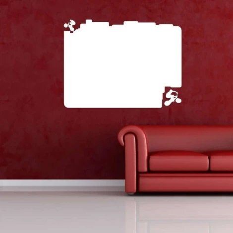 Dry-erase board 027 bicycles - Room setup with red walls and a light sofa.