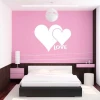 Dry-erase board 025 hearts - Bedroom decor with pink walls, dark furniture, and a minimalist style.