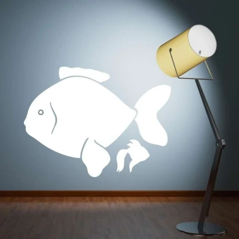 Dry-erase board 024 fish - Graphic design featuring a large fish with fins and a smaller fish, both in white.