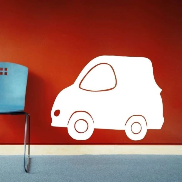 Dry-erase board 023 car - Decorated in a children\'s room with red walls and a blue chair.