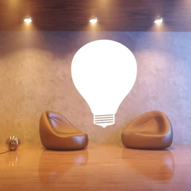 Dry-erase board 016 bulb - Styled in a modern room with beige walls and wooden flooring.
