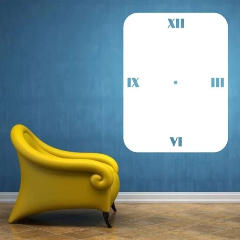 Dry-erase board 014 clock - Styled in a modern room with blue walls and wooden flooring.