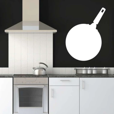 Dry-erase board 012 frying pan - Kitchen arrangement with black walls and white furniture.