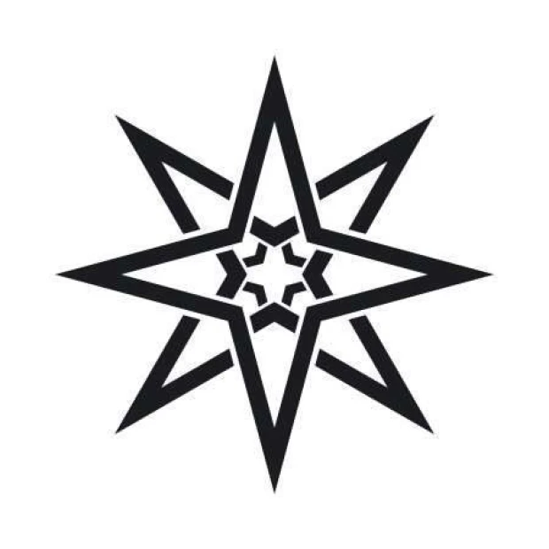 Sticker 03X 16 abstraction 1821 - Graphic design featuring a symmetrical star with sharp angles and multiple points.