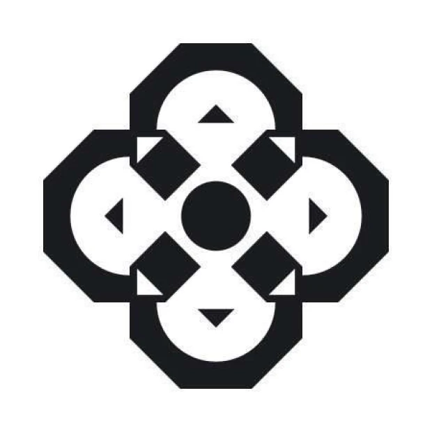 Sticker 03X 16 abstraction 1829 - Graphic design. Black pattern with geometric shapes and symmetrical elements.