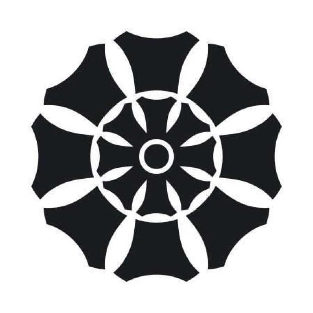 Sticker 03X 16 abstraction 1830 - Graphic design featuring a symmetrical floral shape in shades of black.