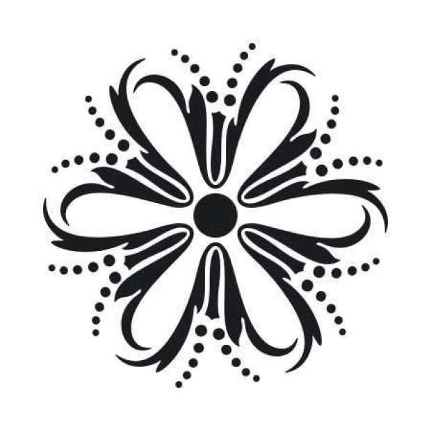 Sticker 03X 16 abstraction 1834 - Graphic design featuring a symmetrical floral motif with wavy lines.