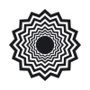 Sticker 03X 16 abstraction 1838 - Graphic design. Concentric, serrated shapes in black and white.