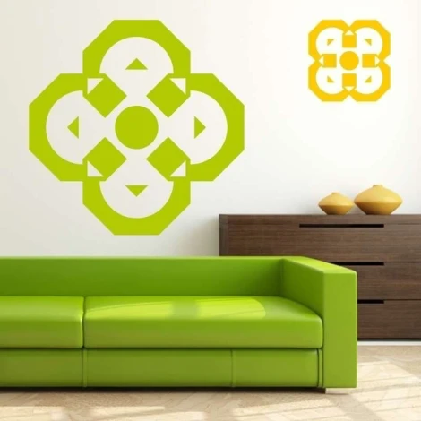 Sticker 03X 16 abstract 1829 - Living room arrangement with light walls and green furniture.