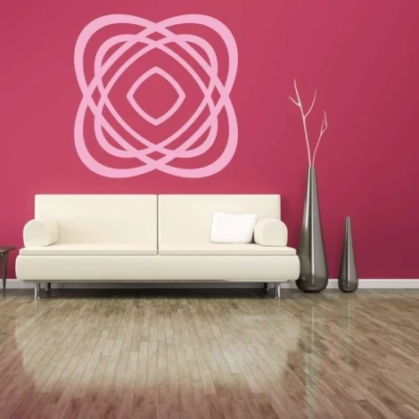 Sticker 03X 16 abstraction 1833 - Living room arrangement. Pink wall, white furniture.