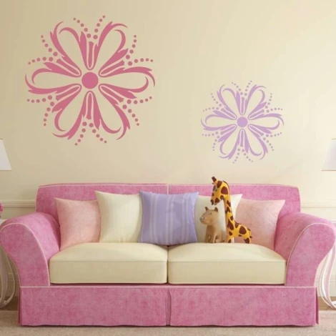 Sticker 03X 16 abstract 1834 - Decor in a child\'s room. Light-colored walls, pink sofa.