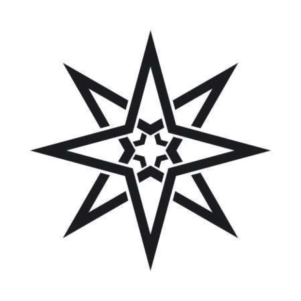 Painting template 02X 23 abstraction 1821 - Graphic design with a star shape and multiple sharp arms.