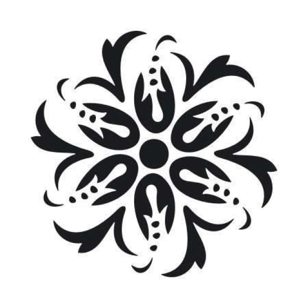 Painting template 02X 23 abstraction 1837 - Symmetrical design with wavy lines and a central motif.