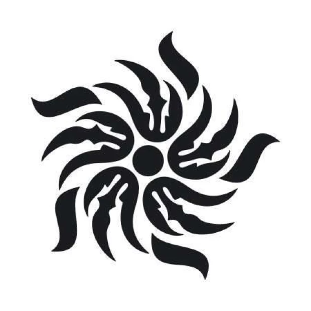 Painting template 02X 23 abstraction 1840 - Graphic design featuring a spiral pattern with wavy, elongated elements.