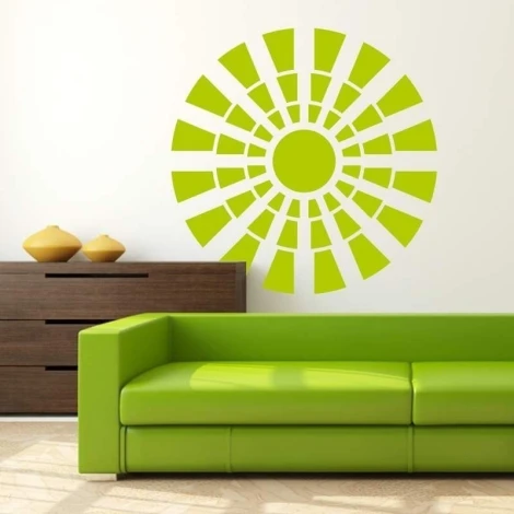 Painting template 02X 23 abstraction 1822 - Living room arrangement. Simple composition with a round pattern on the wall.