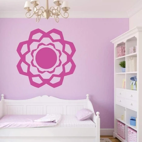 Painting template 02X 23 abstraction 1823 - Bedroom arrangement with pink walls, white furniture, minimalist style.