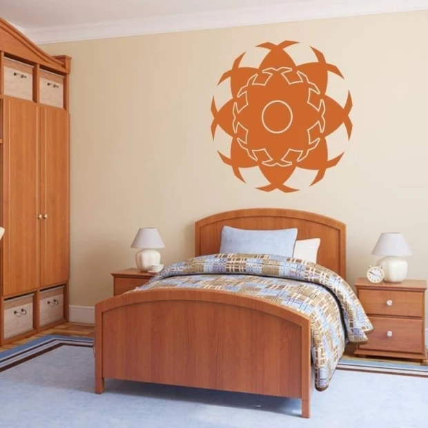 Painting template 02X 23 abstract 1826 - Bedroom arrangement with light walls and warm wooden furniture.
