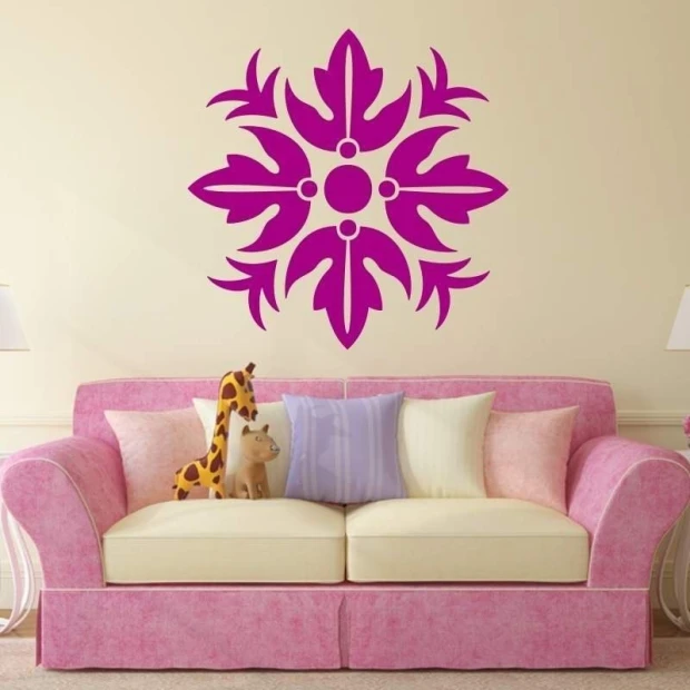 Painting template 02X 23 abstraction 1827 - Living room arrangement with light walls, pink sofa, and cushions.