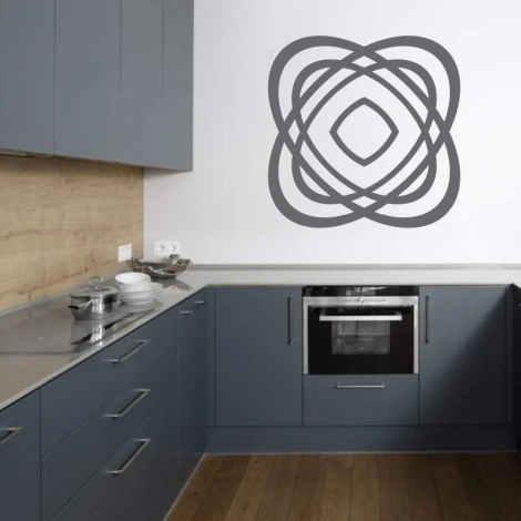 Painting template 02X 23 abstraction 1833 - Kitchen arrangement with modern gray and wood furniture.