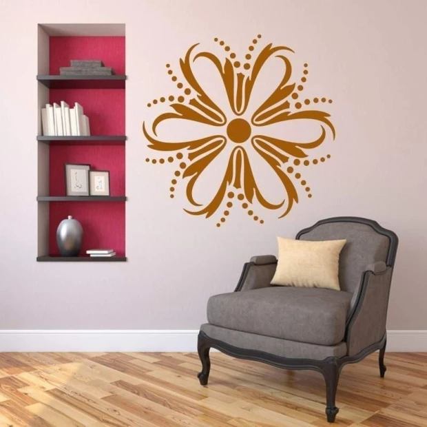 Painting template 02X 23 abstraction 1834 - Living room arrangement. Light wall with darker accents.