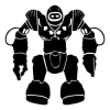 Painting template 02X 25 robot 1841 - Graphic design featuring a robot with large arms and legs, clearly defined.