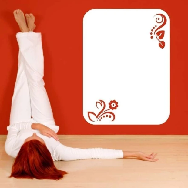Dry-erase board 009 flowers - Room arrangement with red walls and light flooring.