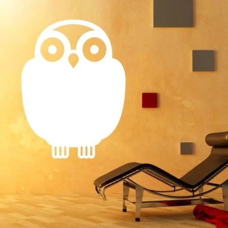 Dry-erase board 007 owl - Styled in a modern interior with warm-toned walls and a lounge nearby.