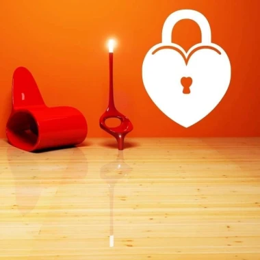 Dry-erase board 006 heart - Styled in a modern interior with orange walls and wooden flooring.