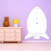 Dry-erase board 003 rocket - Decor in a children\'s room. Purple walls and light-colored furniture.