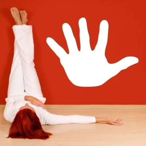 Dry-erase board 021 hand - Styled in a room with red walls, light floor, and a person in white clothing.