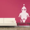 Sticker 03X 09 robot 1846 - Decor in a child\'s room. Pink wall, furniture in shades of white.
