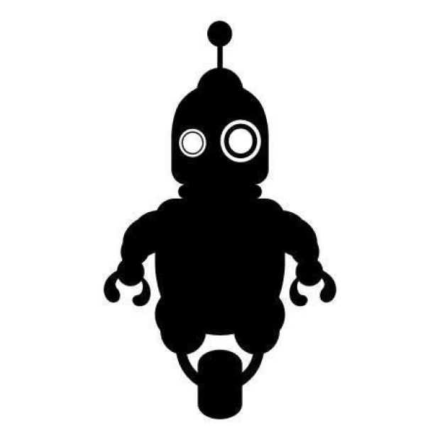 Sticker 03X 09 robot 1846 - Graphic design. Robot silhouette with big eyes and an antenna.