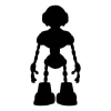 Sticker 03X 12 robot 1844 - Graphic design. Robot silhouette with a large head, movable arms, and legs.