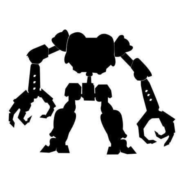 Sticker 03X 17 robot 1843 - Graphic design. Robot silhouette with large arms and legs in a dynamic pose.