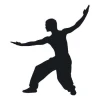 Painting template 02X 04 karate 1868 - Graphic design featuring a silhouette in a dynamic karate pose with raised arms.