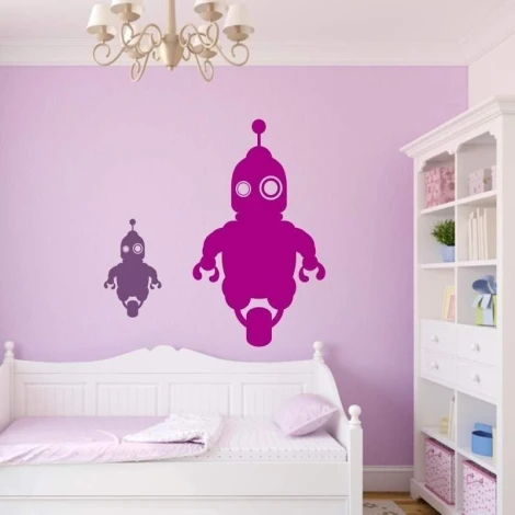 Painting template 02X 09 robot 1846 - Bedroom design with light pink walls and white furniture.