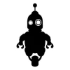 Painting template 02X 09 robot 1846 - Graphic design featuring a robot shape with large eyes and rounded limbs.