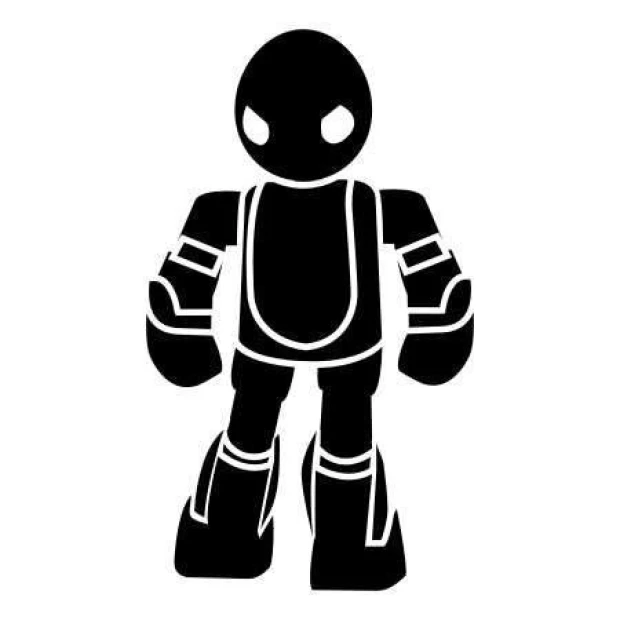 Painting template 02X 09 robot 1849 - Graphic design featuring a robot with large feet and rounded arms.