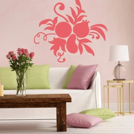Floral painting template 02X 12 - Living room arrangement with light walls and natural wood furniture.