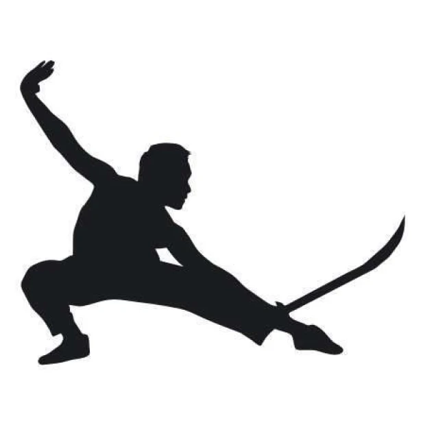 Painting template 02X 13 martial arts 1854 - Graphic design. Character in a dynamic pose with a sword and clear outlines.