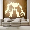 Painting template 02X 14 robot 1843 - Living room arrangement. Brown walls, modern furniture in light colors.