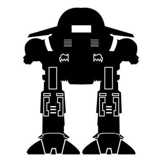 Painting template 02X 21 robot 1842 - Graphic design featuring a robot shape with clear outlines, rectangular elements, and details.