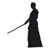 Painting template 02X 21 bushido 1864 - Graphic design featuring a samurai holding a sword with clear outlines.