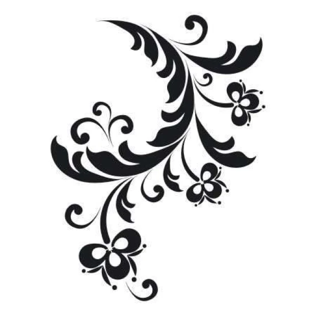 Painting template 02X 21 floral 1877 - Graphic design with wavy lines and flowers in various shapes.