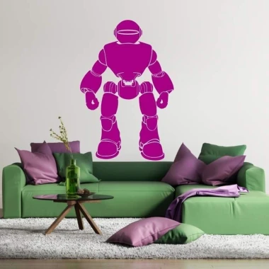 Painting template 02X 22 robot 1852 - Living room setup with light walls and furniture in shades of green and purple.