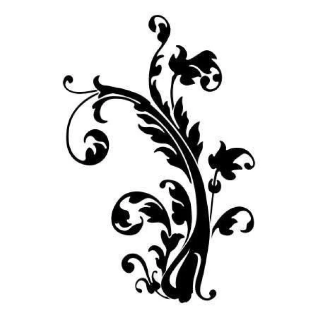 Floral painting template 02X 22 - Graphic design with swirling lines and leaves.