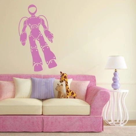 Painting template 02X 24 robot 1850 - Living room setup with light-colored walls and a pink sofa with cushions.