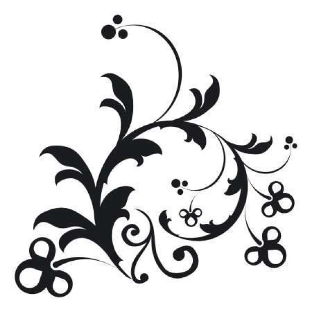 Painting template 02X 25 botanical 1878 - Graphic design with organic shapes featuring leaves and flowers.